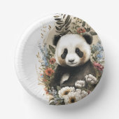 Bols En Carton Aquarelle mignonne Fleur sauvage Panda Ours Annive (Recto)