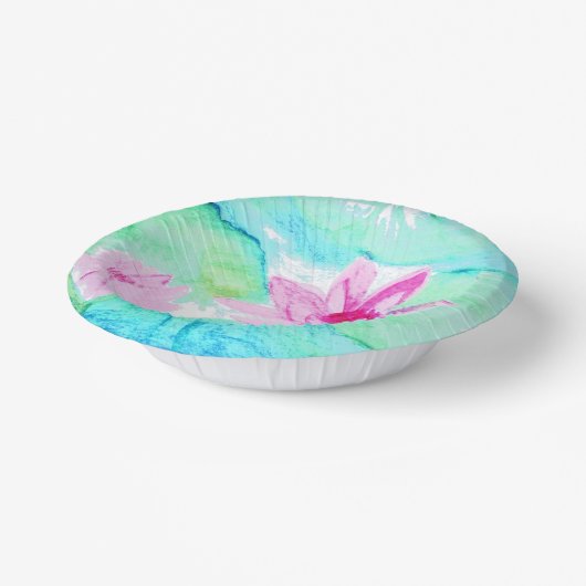 Bols En Carton Aquarelle Pastel Rose Lotus Fleurs (Angulaire)