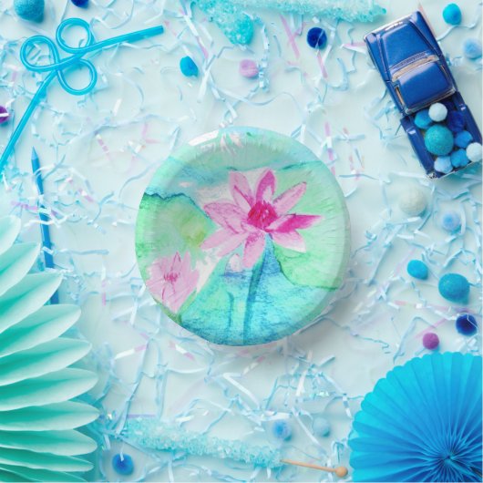 Bols En Carton Aquarelle Pastel Rose Lotus Fleurs (Fête)