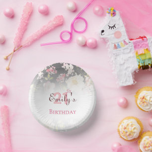 Bols En Carton Aquarelle Roses rose et jaune sur Noir, Anniversai