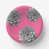 Bols En Carton Aquarelle Succulente Gris sur rose chaud (Recto)