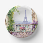 Bols En Carton Aquarelle Tour Eiffel Paris Café français (Recto)