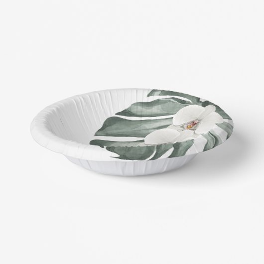 Bols En Carton Aquarelle tropicale exotique Orchidées blanches (Angulaire)