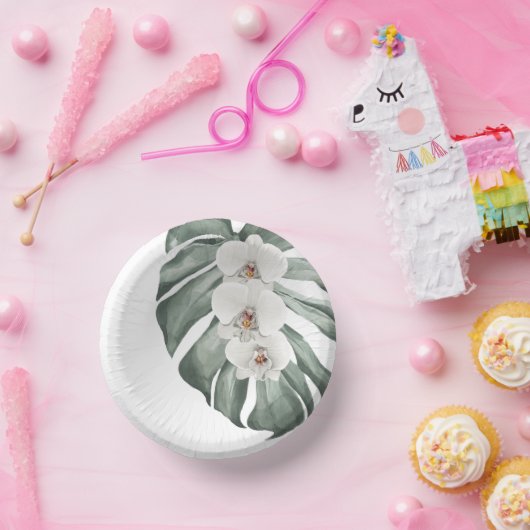 Bols En Carton Aquarelle tropicale exotique Orchidées blanches (Fête)