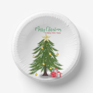 Bols En Carton Arbre de Noël avec cadeau rouge