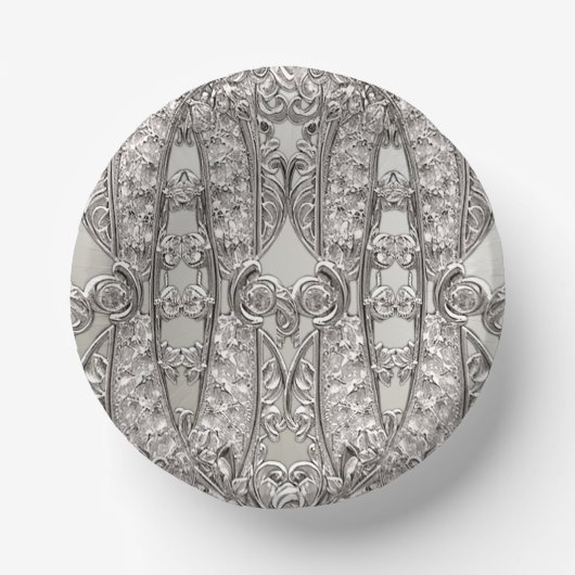 Bols En Carton Argent Orné Moderne (Recto)