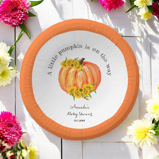 Bols En Carton Baby shower citrouille Automne Blanc orange