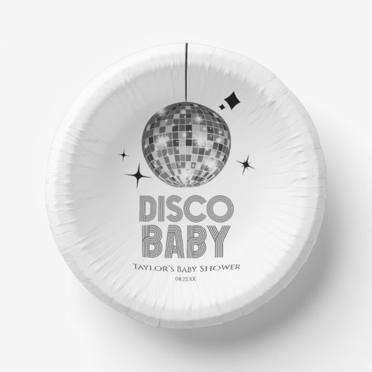 Bols En Carton Baby shower Disco Ball 'Disco Baby' en argent (Recto)