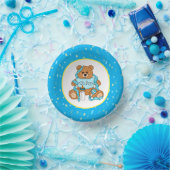 Bols En Carton Baby shower d'ours en peluche bleu et jaune (Fête)