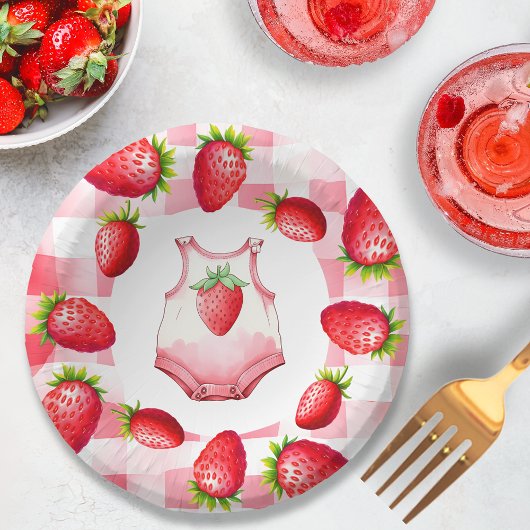Bols En Carton Baby shower mignon En vichy pique-nique fraise Ret