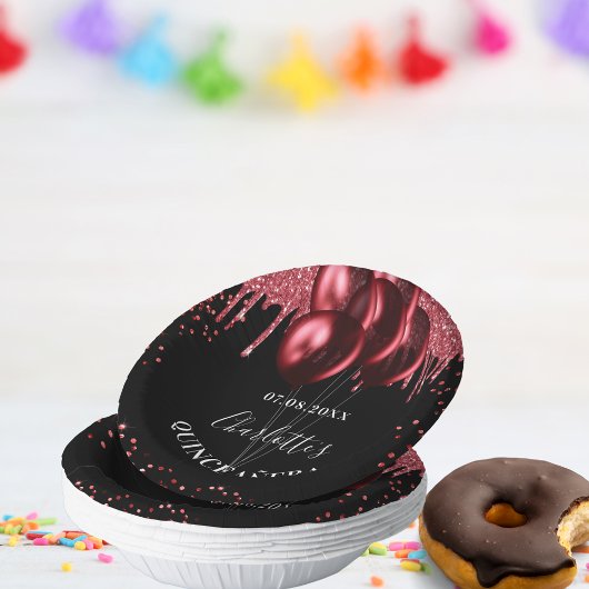 Bols En Carton Ballons de parties scintillant rouge noir Quincean