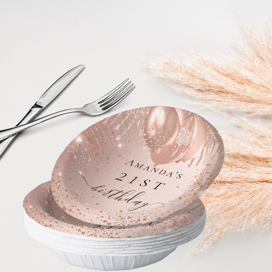 Bols En Carton Ballons étincelants or rose