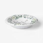 Bols En Carton Baptême botanique Feuille d'Eucalyptus vert (Angulaire)