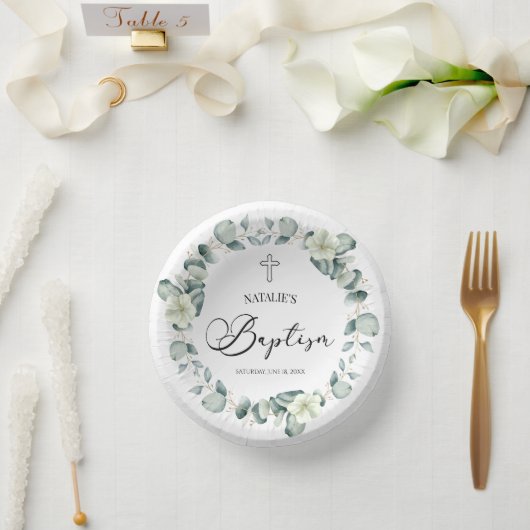 Bols En Carton Baptême botanique Feuille d'Eucalyptus vert (Mariage)