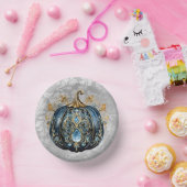 Bols En Carton Beau citrouille bleu et or bijoux (Fête)