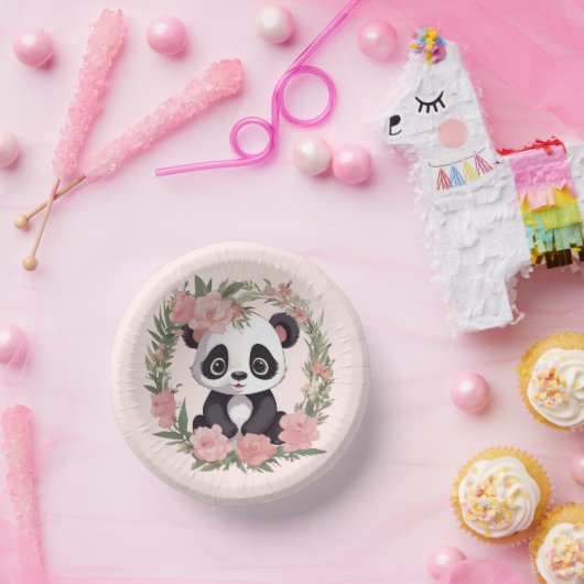 Bols En Carton Bébé adorable Panda Ours avec fleurs (Fête)