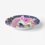 Bols En Carton Bébé blanc adorable licorne avec fleurs (Angulaire)