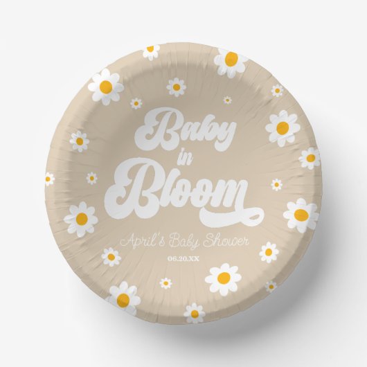 Bols En Carton Bébé En Fleur Tan Daisy Fleur Baby shower Floral (Recto)