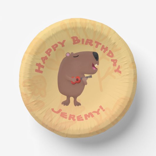 Bols En Carton Belle chanteuse capybara anniversaire personnalisé (Recto)