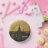 Bols En Carton Black and Gold Art Deco Paper Plates (Fête)