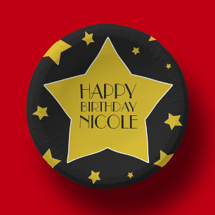 Bols En Carton Black Gold Stars Hollywood Nom de l'anniversaire