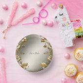 Bols En Carton Blanc Floral Orné Or (Fête)