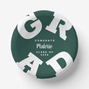Bols En Carton Blanc sur Vert foncé Graduation