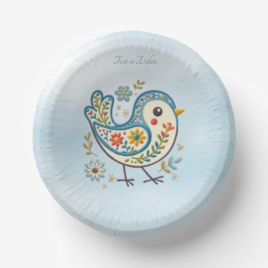 Bols En Carton Bleu Bird Floral Papier Bowl (Recto)