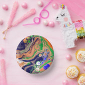 Bols En Carton Bleu, corail et vert pour la peinture Fluid Art (Fête)