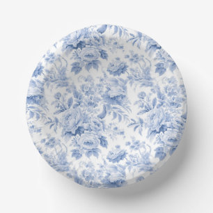 Bols En Carton Bleu de toile à fleurs