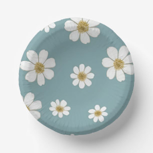 Bols En Carton Bleu d'oeuf de canard avec marguerites, Motif orig