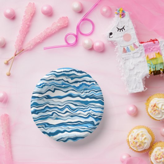 Bols En Carton Bleu Fluide Art Marbre Pour Peinture Bande (Fête)