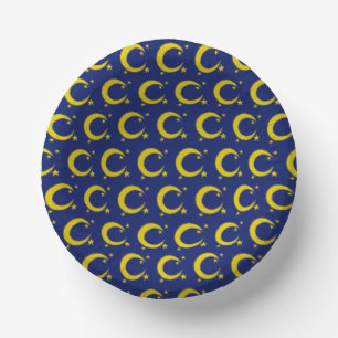 Bols En Carton Bleu Jaune nuit Ciel Croissant Lune Étoiles Soir