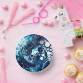 Bols En Carton Bleu profond et Marbre blanc fluides (Fête)