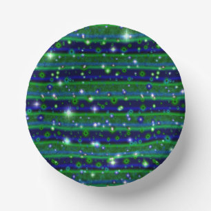 Bols En Carton Bleu vert rayures avec étoiles et Raindrops