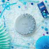 Bols En Carton Blue Decorative Floral (Fête)