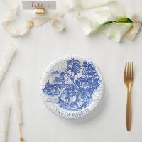 Blue Willow Rabbit Island Whimsical Crackle Look
