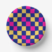 Bols En Carton Blue Yellow Pink Checkered Pattern Design  (Recto)