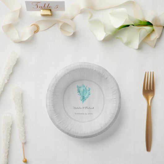 Bols En Carton Bocaux en papier Mariage turquoise Conch Shell (Mariage)