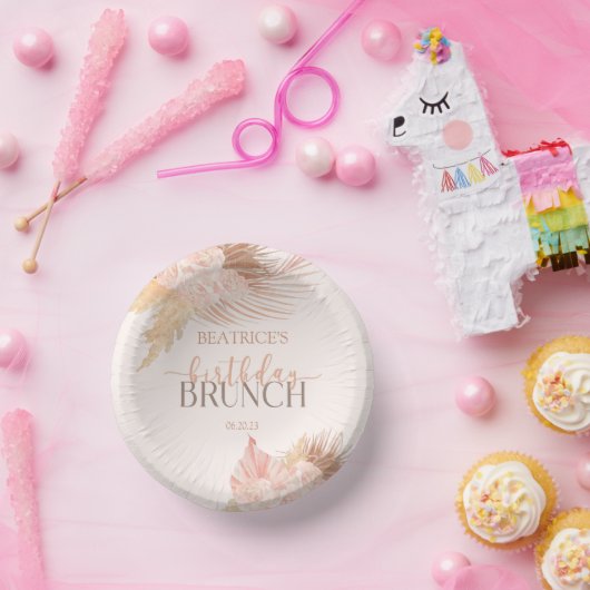 Bols En Carton Boho Soft Rose Floral Fleur Anniversaire Brunch Pa (Fête)