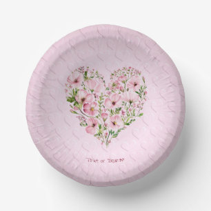 Bols En Carton Bol en papier floral rose de coeur