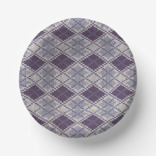 BOLS EN CARTON BOLLES EN PAPIER 7" AVEC MOTIF ARGYLE PRUNE