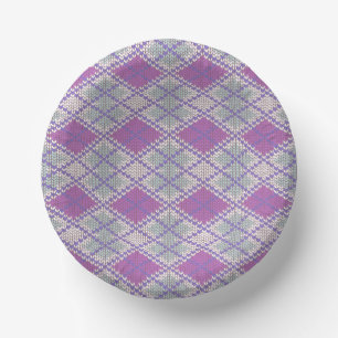 BOLS EN CARTON BOLLES EN PAPIER 7" AVEC MOTIF TRICOT ARGYLE LILAS