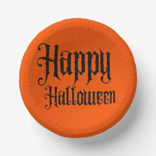 Bols En Carton Bonne Halloween Paillettes Noires