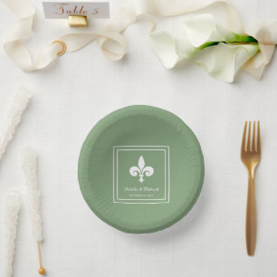 Bols En Carton Boules de papier Mariage Moss Green Fleur de Lis
