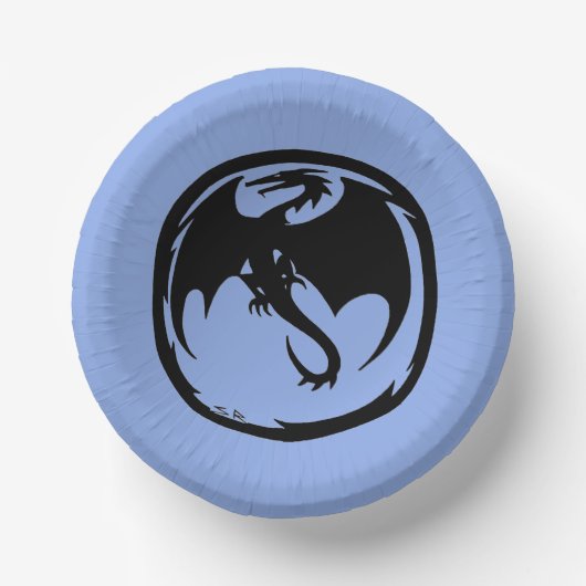 Bols En Carton Boules en papier bleu Dragon noir (Recto)