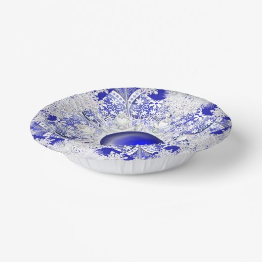 Bols En Carton Broderie Céramique Bleu de Grèce & flocon de neige (Angulaire)