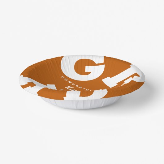 Bols En Carton Brûlé orange et blanc gras Graduation (Angulaire)