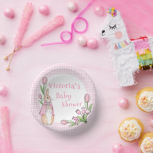 Bols En Carton Bunny Rabbit rose blanc En vichy Baby shower