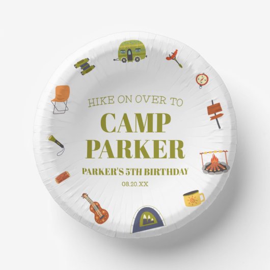 Bols En Carton Camping Camper Fête d'anniversaire (Recto)